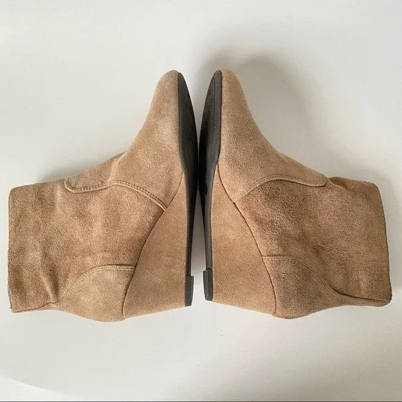 Antonio Melani Tan Suede Leather Wedge Bootie Womens size 7 Zipper Closure - Picture 11 of 16